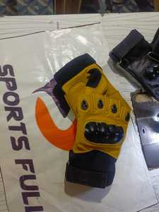 CUSTOM Yellow Leather Half Finger Gym <b>Gloves</b> Adjustable Wrist Strap Unisex Customized Packaging for <b>Weight</b> Lifting and Training - Product Image 2