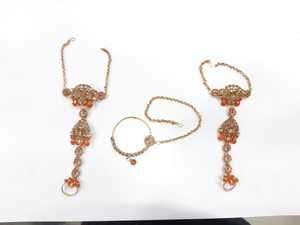 Conjunto de Joyería Étnica Vintage Chapada en Oro con Turquesa, Collar y Aretes para Mujer, Diseño Floral para Bodas y Fiestas, Aleación de Alta Calidad - Product Image 2
