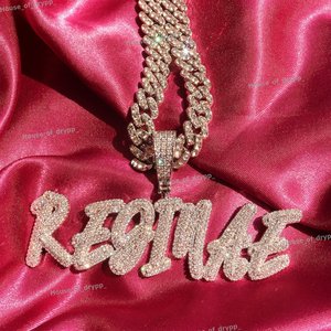 Colgante de Letra Unisex de Plata de Ley 925 con Moissanita Redonda de Corte Brillante, Estilo Hip Hop Iced Out, para Uso Diario - Product Image 5