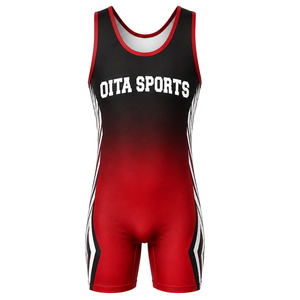 <b>Men</b> Red Black Sublimated <b>Wrestling</b> <b>Singlet</b> Digital Design Polyester <b>Wrestling</b> Apparel Competition Match Training Uniform - Product Image 2