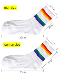 Custom Rainbow Striped Crew <b>Socks</b> Athletic Mid Calf Sports Stockings Skateboard Basketball <b>Running</b> <b>Socks</b> - Product Image 2