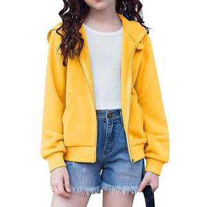 Sudaderas con capucha de moda para niñas, con cremallera, en todos los colores, personalizables, lisas, para invierno, actividades al aire libre, correr, transpirables, para niñas. - Product Image 5