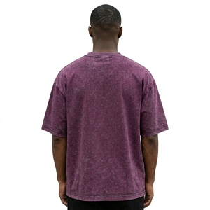 T-shirt unisexe en coton épais délavé à l'acide, style Hip Hop, coupe oversize, effet vintage, personnalisable avec logo, streetwear, 250 GSM, vierge - Product Image 3