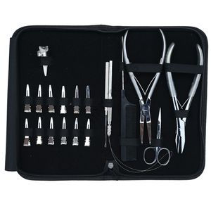 Kit de Herramientas para Extensiones de Cabello Plateadas con Alicates para Abrir y Cerrar Cuentas, Alicates de Crimpado, Gancho de Tracción, Tijeras de Bucle y Clips de Estilizado - Product Image 1