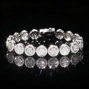 Pulsera de Plata con Moissanita, Eslabones Redondos, Lujosa y Brillante, Joyería Fina Elegante para Mujer, Regalo Ideal - Product Image 2