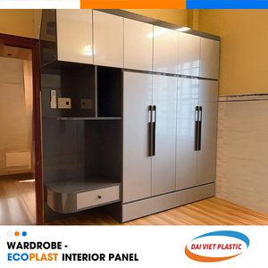 แผงตกแต่งภายในพีวีซีที่ทันสมัยสำหรับห้องนอนตู้เสื้อผ้าพลาสติกกันรอยขีดข่วนกันน้ำกันปลวกผลิตจากโรงงานที่ใหญ่ที่สุดในเวียดนาม - Product Image 6