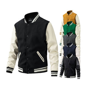 Wholesale Price Men's 100% Wool Body Leather Sleeves <b>Winter</b> Varsity <b>Jackets</b> Custom Made Front <b>Waterproof</b> Breathable Windproof - Product Image 5