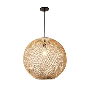 <b>Globe</b> Rattan Pendant <b>Light</b>, Rattan Lampshade Rattan Handmade Vietnamese <b>Light</b> 2022 Decorative Lamp - Product Image 3