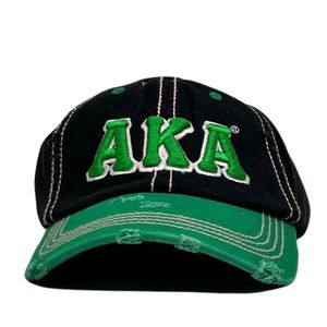 Gorra de Béisbol Verde y Negra con Letras Bordadas, Visera Desgastada, Correa Ajustable, Estilo Casual para Exteriores - Product Image 1