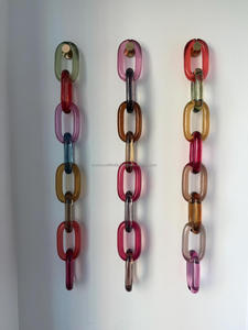 Eslabones de Cadena Ovalados de Resina en Gris, Azul, Naranja y Rosa, Decoración Artística para el Hogar, Artículo Artesanal, Cadena Enlazada Hecha a Mano para Pared, Hogar u Hotel - Product Image 2