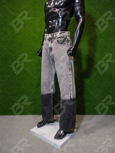 Jeans de Hombre de Pierna Ancha en Algodón Lavado Gris Claro, Estilo Vintage, Casual, Holgado, para Calle, Color Sólido, Verano-Otoño, OEM - Product Image 4