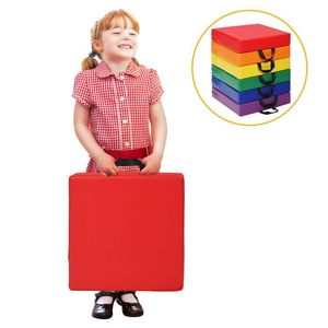 Ensemble de 6 coussins de sol carrés pour tout-petits de 15 pouces avec poignées, tapis de jeu pour enfants - Product Image 5