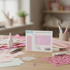 Autocollant en strass brillant Ilan 3 mm 1500 pièces Grand format Rose - Product Image 2