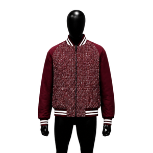 Veste moderne bordeaux zippée sur le devant, qualité supérieure, style décontracté en laine, design moderne, vêtement d'extérieur décontracté zippé de qualité supérieure, streetwear - Product Image 1