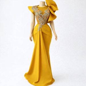 Vestido de noche de sirena con lentejuelas doradas |   Vestido de un solo hombro para la alfombra roja |   Vestido de Gala Formal Ajustado de Lujo con Largo Dramático hasta el Suelo - Product Image 1