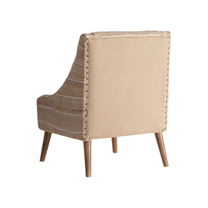 Fauteuil d'appoint contemporain pour intérieur, en teck massif, avec revêtement en tissu texturé, fauteuil de luxe pour résidence, villa, hôtel - Product Image 4