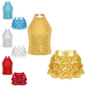 6-16 vente en gros enfants formation Dancewear ensemble filles Sequin jeunesse Cheerleading uniformes Jazz scène danse Costume Performance porter - Product Image 1
