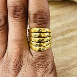 Unique Design Minimalist Moonstone <b>Ring</b> Geometric Brass Band Women <b>Ring</b> 18k Gold Plated Statement <b>Chunky</b> Wholesale Handmade <b>Ring</b> - Product Image 3