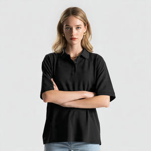 Polo de Manga Corta Holgado para Mujer, Cuello Camisero, Camisetas Polo de Verano para Mujer, Camiseta Polo 100% Algodón para Mujer - Product Image 6