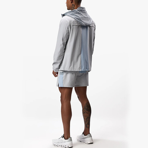 Chaqueta Cortavientos con Capucha para Hombre, Ligera, con Cierre Completo, Transpirable, de Secado Rápido, con Bloques de Color, Chaqueta Deportiva Personalizada de Poliéster para Hombre - Product Image 3