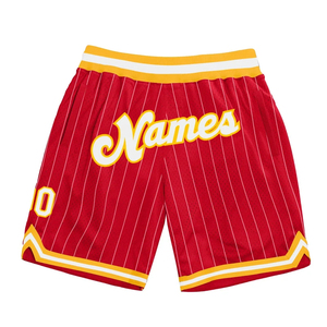 Shorts personnalisables pour hommes, shorts de basketball personnalisés avec nom, shorts de boxe amples et respirants en maille noire à rayures fines rétro - Product Image 4