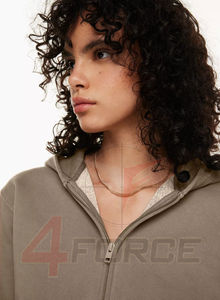 Sudadera con capucha y cremallera para mujer, 470 GSM, algodón French Terry, estilo casual, moda urbana, proveedor de ropa de marca privada OEM - Product Image 5