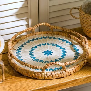 Natural mother of pearl & water hyacinth <b>tray</b> decorative <b>trays</b> for storage & jewelry organizer - Product Image 5