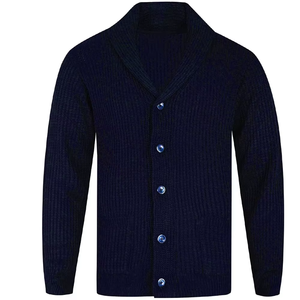 High-quality Solid Color <b>Button</b> Lapel Pocket Travel Business Fashion Clothing Autumn Men's Cardigan Sweater Acrylic Breathable - Product Image 5