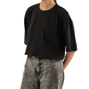 เสื้อครอปท็อปสตรีทแวร์ทรงโอเวอร์ไซส์ ไหล่ตก ทรงบ็อกซี่ แขนสั้น ผ้าฝ้ายลำลอง เสื้อหลวมๆ เสื้อครอปท็อปโอเวอร์ไซส์ผู้หญิง รุ่นปี 2026 - Product Image 6
