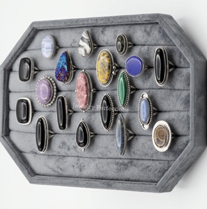 High Quality Natural Mix Gemstones <b>Rings</b> Sterling Silver Plated <b>Rings</b> Wholesale German silver Gemstone Fashion <b>Ring</b> - Product Image 4