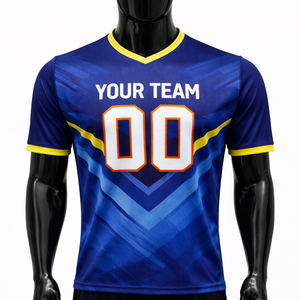 Maillot de football unisexe personnalisé à manches courtes avec logo frontal, en maille respirante à séchage rapide, 100 % polyester sublimé, coupe athlétique toutes saisons - Product Image 1