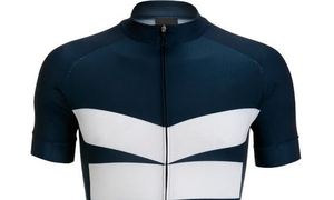 Maillot de Ciclismo Azul Marino para Hombre, Diseño con Bloques de Color Blanco, Manga Corta, Transpirable, de Secado Rápido, Antibacteriano, 180g, Poliéster - Product Image 4