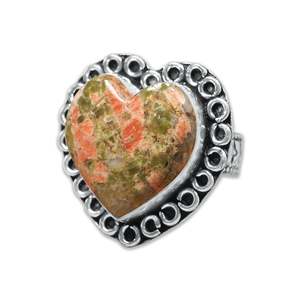 Fashion Women Statement <b>Rings</b> Assorted Handmade Silver-Plated Heart <b>Crystal</b> <b>Rings</b> Boho Style with Natural Stones - Product Image 3