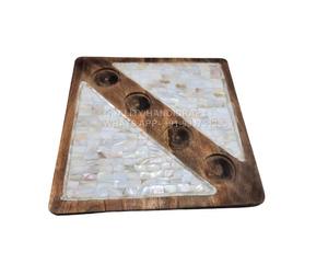 Bandeja árabe ornamental de madera con auténtica marquetería de nácar estilo Damasco, artesanía artesanal. - Product Image 1