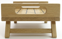 Plateau de service flexible en bois, design Asie du Sud-Est, pour lit, canapé, bureau, petit-déjeuner, avec pieds pliants et poignées à motif géométrique