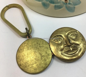 พวงกุญแจทองเหลืองทรงสมอเรือรูปใบหน้าและดวงจันทร์แบบวินเทจพวงกุญแจทองเหลืองวินเทจ - Product Image 5