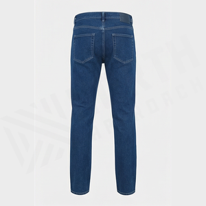 Jean en denim coupe droite délavé foncé pour homme, taille mi-haute, coupe classique, en coton, style décontracté, pantalon d'automne - Product Image 2