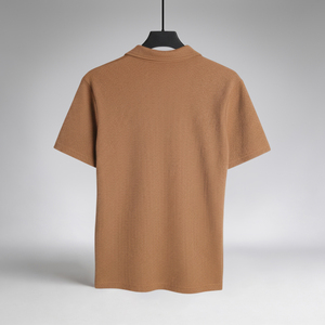 Polo décontracté marron pour homme, coupe classique, manches courtes, 100 % polyester, coton, 250 GSM, séchage rapide, été - Product Image 2