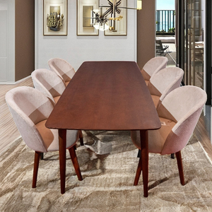 Ensemble de salle à manger moderne et écologique Enlander pour 6 personnes, design rectangulaire en bois de frêne brun massif, pour la maison, la villa, l'hôtel et l'appartement - Product Image 1