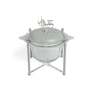 Elegante Plato de Vidrio para Servir Alimentos Estilo Árabe Real con Marco de Metal Plateado, Ideal para la Hospitalidad Durante el Ramadán - Product Image 2