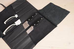 Sac à dos de luxe en cuir pour couteaux de chef, avec compartiments, organiseur portable, pochette de rangement avec boîte cadeau LKR-0252 - Product Image 2