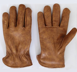 Gants de travail en cuir de vachette marron HARAZ, à doigts entiers, longueur poignet, non doublés, thermiques, écologiques, compatibles écran tactile, hiver - Product Image 2