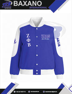 Chaqueta de sarga de algodón estilo carreras Zeta Phi Beta ZPB, ropa griega de hermandad, chaqueta de carreras con cuello alto y bloques de color. - Product Image 5