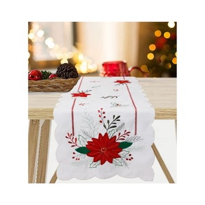 ผ้าปูโต๊ะผ้าฝ้ายออร์แกนิกพิมพ์ลายดิจิทัลรูปนกกระจอกปักด้วยมือสำหรับเทศกาลคริสต์มาสผ้า100% วิ่งทันสมัย - Product Image 4