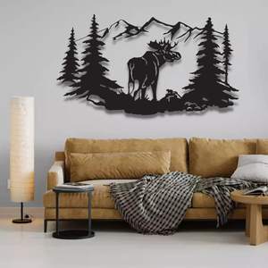 Décoration murale moderne personnalisée en aluminium, motif abstrait de taureau et renne, découpé au laser, directement d'Inde - Product Image 4