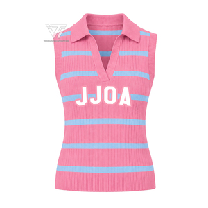 Suéter Chaleco a Rayas con Cuello en V Profundo Bordado de Jack and Jill of America Inc. (JJOA) al por Mayor - Product Image 1