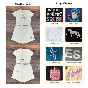 Summer Women's <b>Y2K</b> Style Two Piece Shorts Set 100% Cotton Breathable Embroidered Short Sleeve Crop <b>Top</b> Casual T-Shirt Shorts - Product Image 5