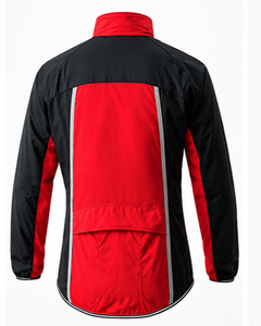 Men's <b>Red</b> Black Color Blocking Windproof Quick Dry Breathable Streetwear Windbreaker <b>Jacket</b> <b>Hooded</b> Zipper Closure - Product Image 4