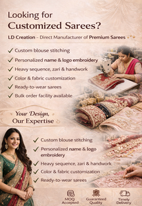 ผลิตผ้าไหมส่าหรีแบบสั่งทำ พร้อมสวมใส่-ไม่ยับและยืดหยุ่นได้ เหมาะสำหรับงานแต่งงาน งานเลี้ยงสังสรรค์ ทุกโอกาส ทุกฤดูกาล - Product Image 2