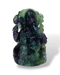 Venta al por mayor de piedras preciosas naturales talladas a mano fluorita Ganesha Idol para adivinación Reiki Feng Shui meditación regalo Decoración - Product Image 3